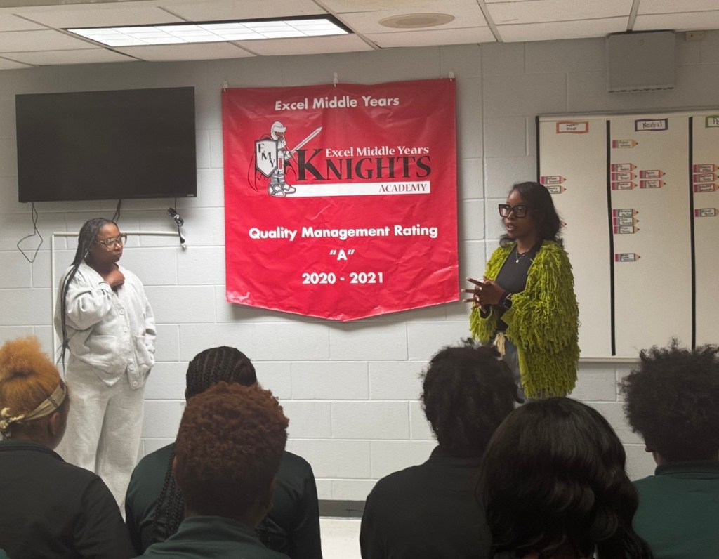 tudents listening to counselors during National Stop Bullying Day at Excel - Excel bullying prevention