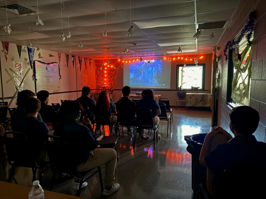 Fun Friday movie day with popcorn and candy.