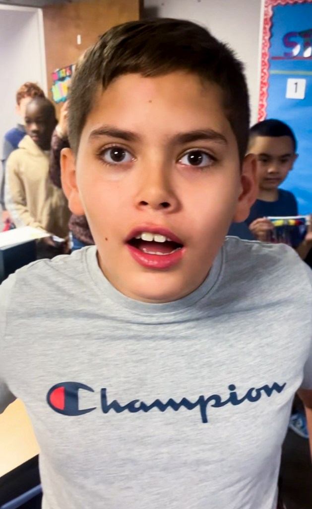 High Road School of Darien student Noah shocked at his new tool