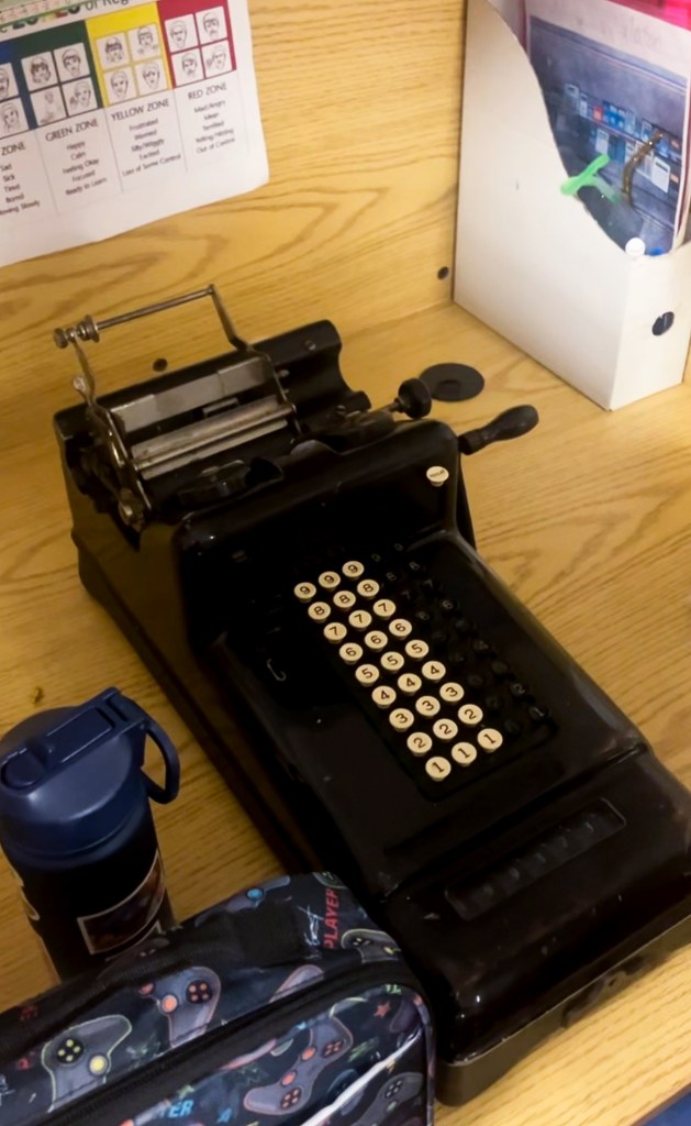 High Road School of Darien antique adding machine