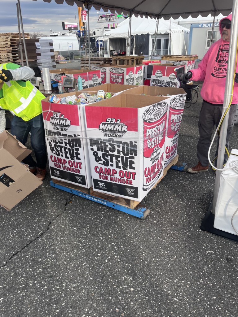 Donation bins filled with food from the Excel Central food drive