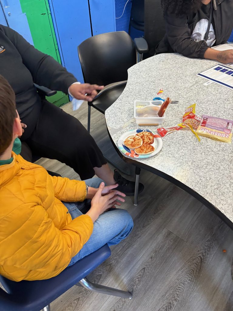 Finished personal pizza created by students during a life skills lesson at Sierra School of San Joaquin.
