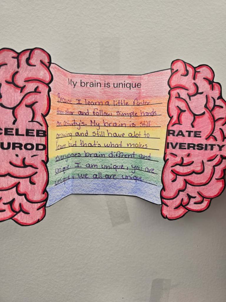Obra de arte «Mi cerebro único», que refleja las reflexiones de los alumnos
