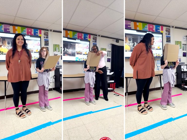 Student speaking during classroom presentation at Sierra School