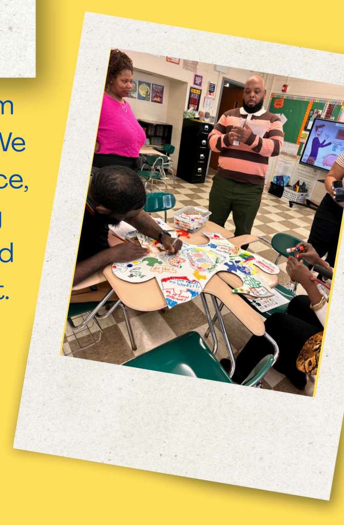 Staff and students engaging in Autism Awareness Month event