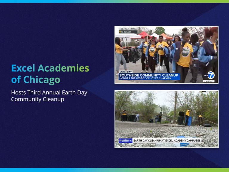 Estudiantes y voluntarios que participan en una jornada de limpieza comunitaria con motivo del Día de la Tierra en Chicago