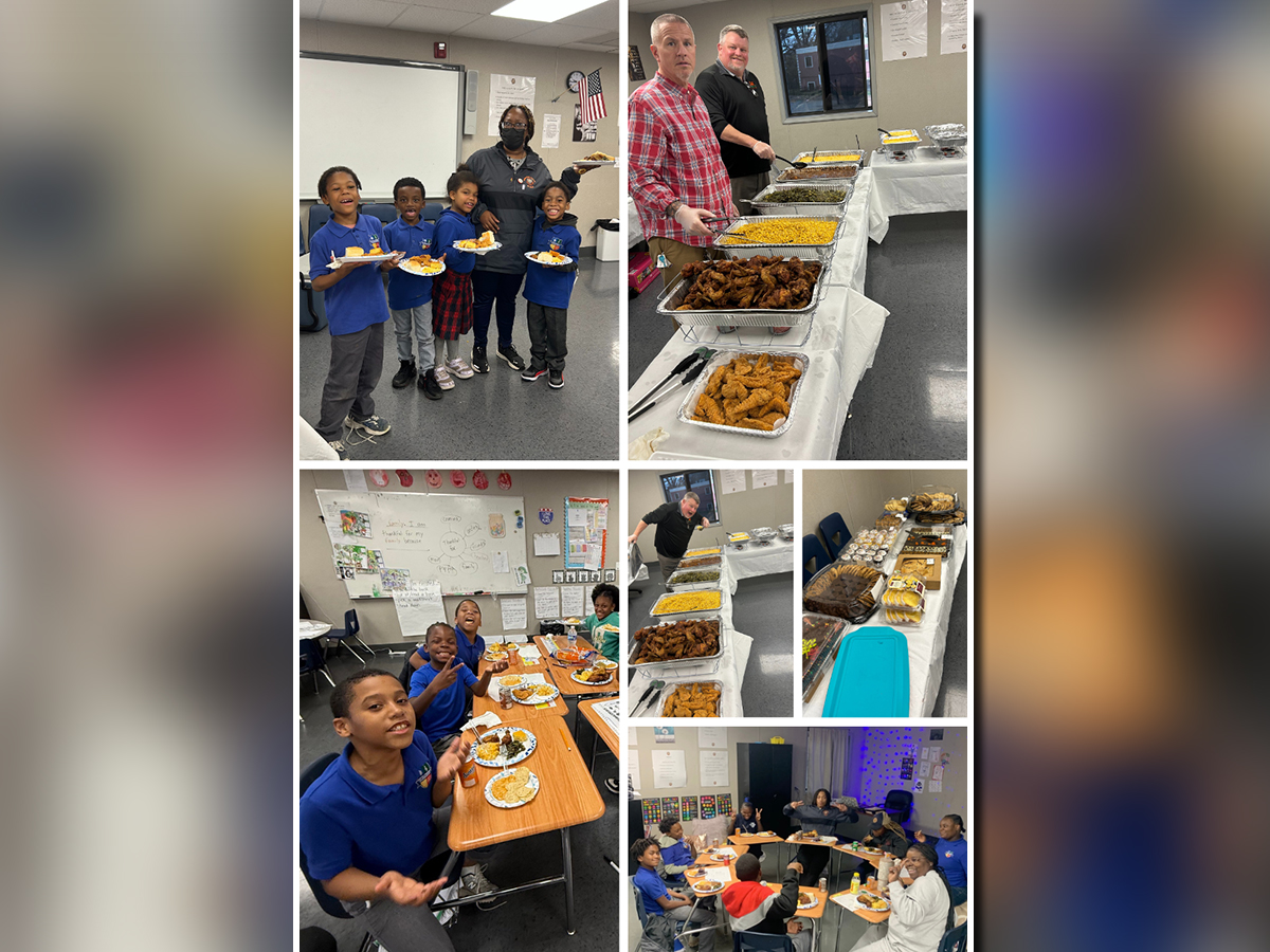 Students and staff at High Road School at CCCS enjoy a Thanksgiving Feast featuring buffet-style food, desserts and classroom celebrations.