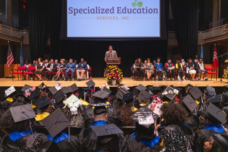 SESI students attend the 2026 Philadelphia high school graduation ceremony at Temple Performing Arts Center.
