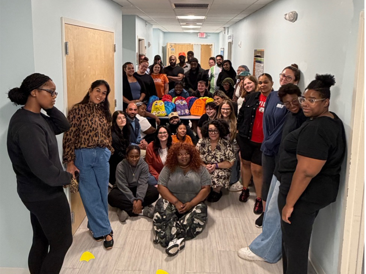 BEST Academy staff gathered with completed sensory bags for local first responders