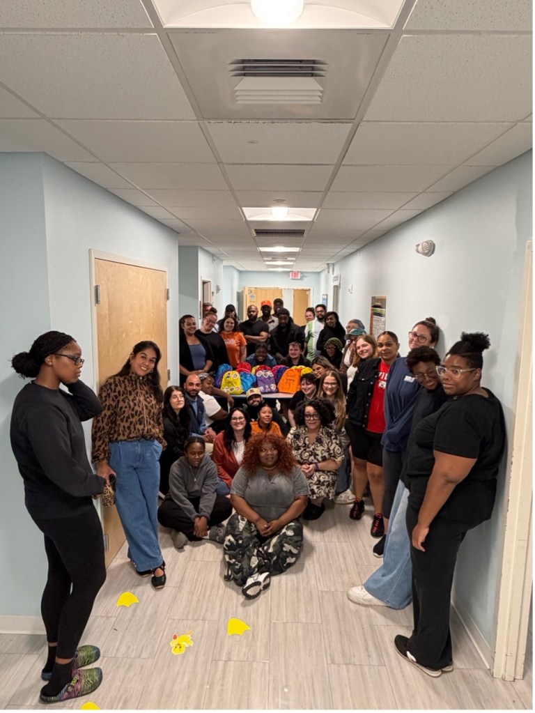 BEST Academy staff gathered with completed sensory bags for local first responders