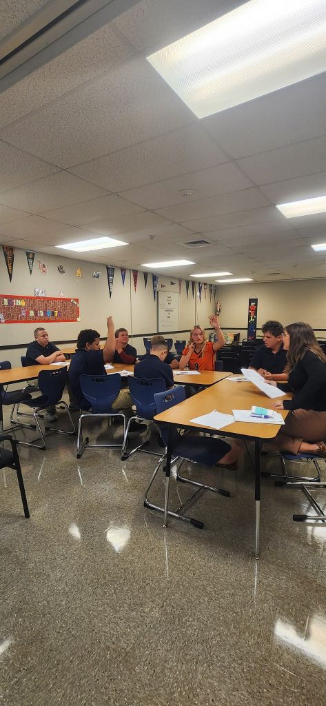 Students participating in a friendly classroom competition during the first week of school