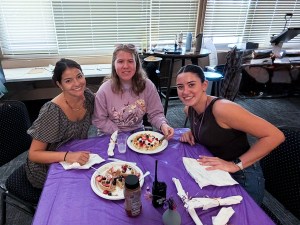 Sierra School of San Diego students and staff enjoy waffles during a simulated restaurant experience focused on job skills.