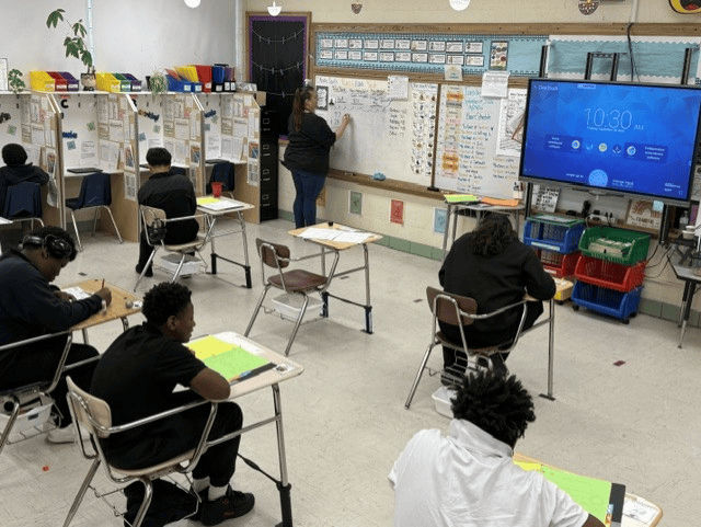 High Road School of Belvidere students working independently during classroom instruction.