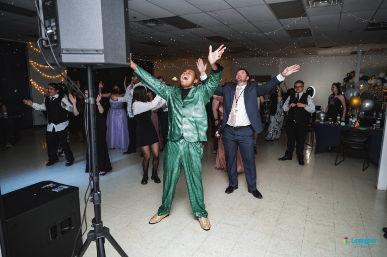 Students and staff at Lexington Life Academy enjoying prom night