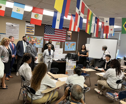 Mayor Lightfoot and CPS executive leadership, alongside Excel administrators, visit students on the first day of school