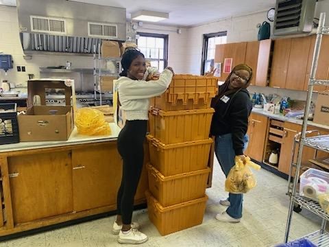 Students working on community projects