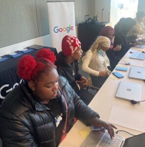 Students participating in coding sessions