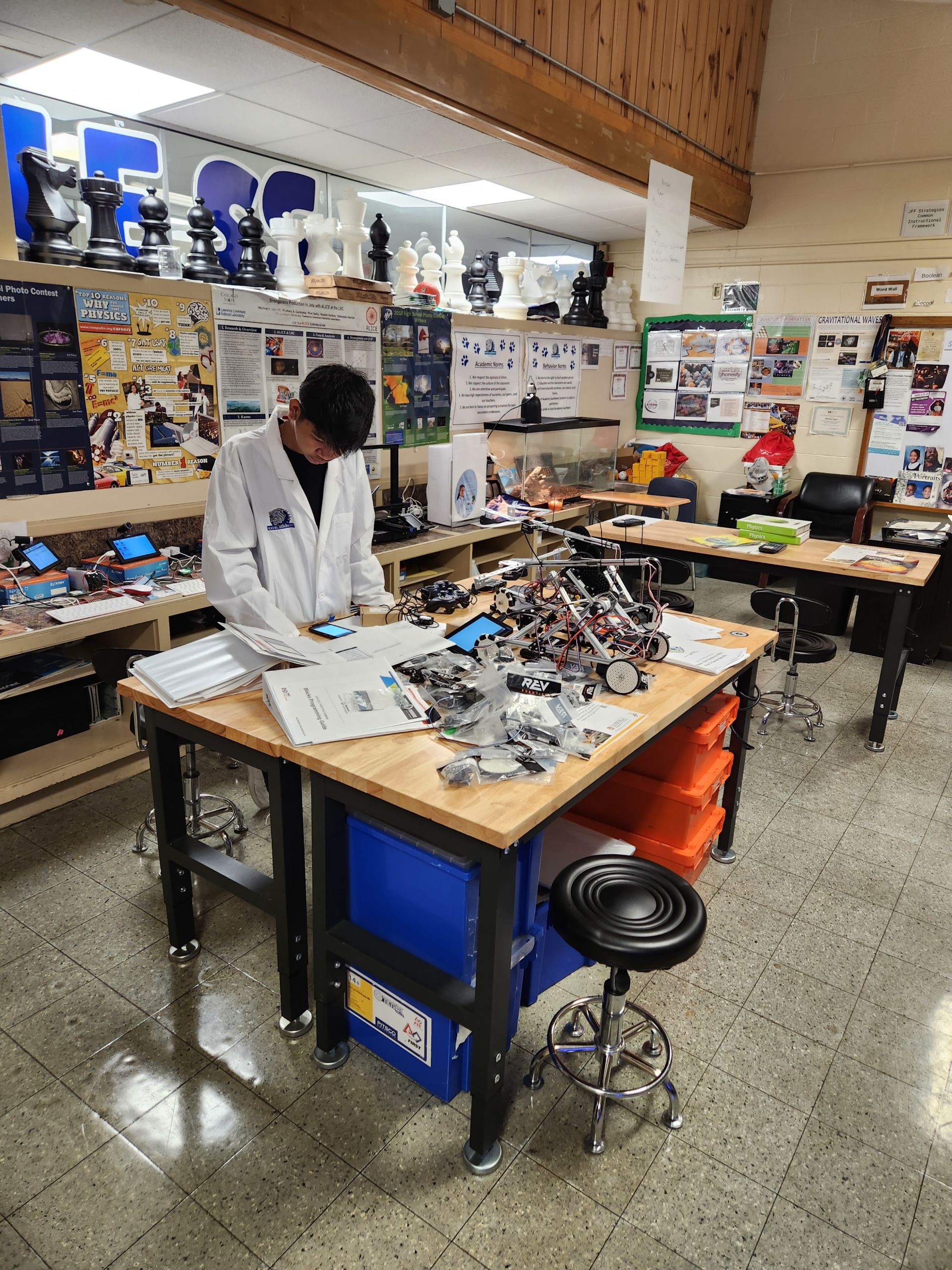 Students testing their robot at the competition