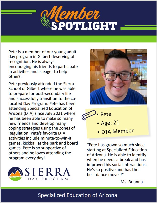 Sierra School of Gilbert Member Spotlight - Pete