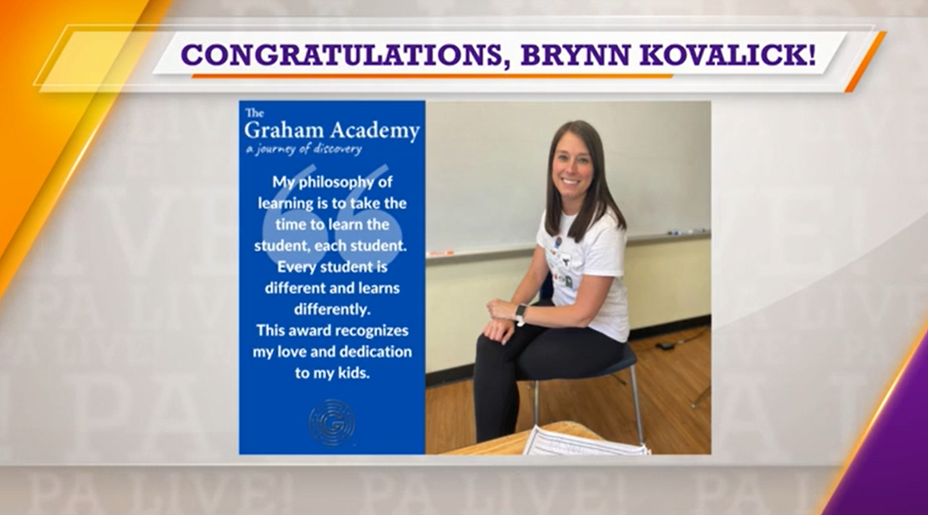 Graham Academy teacher honored as Regional Teacher of the Year on PA Live